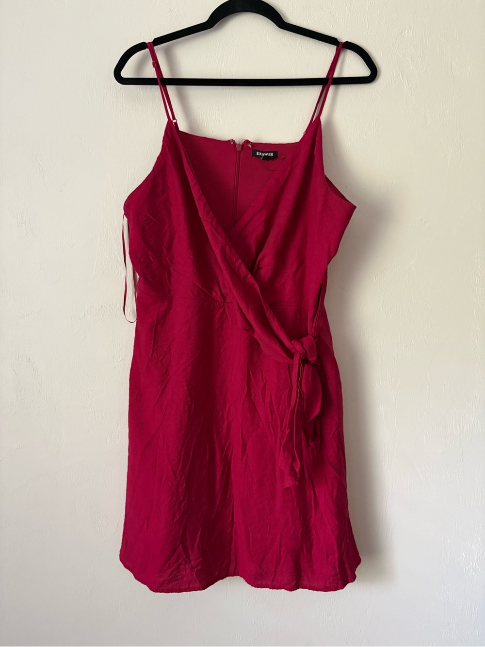 Express Bright Fuchsia Wrap Mini Dress